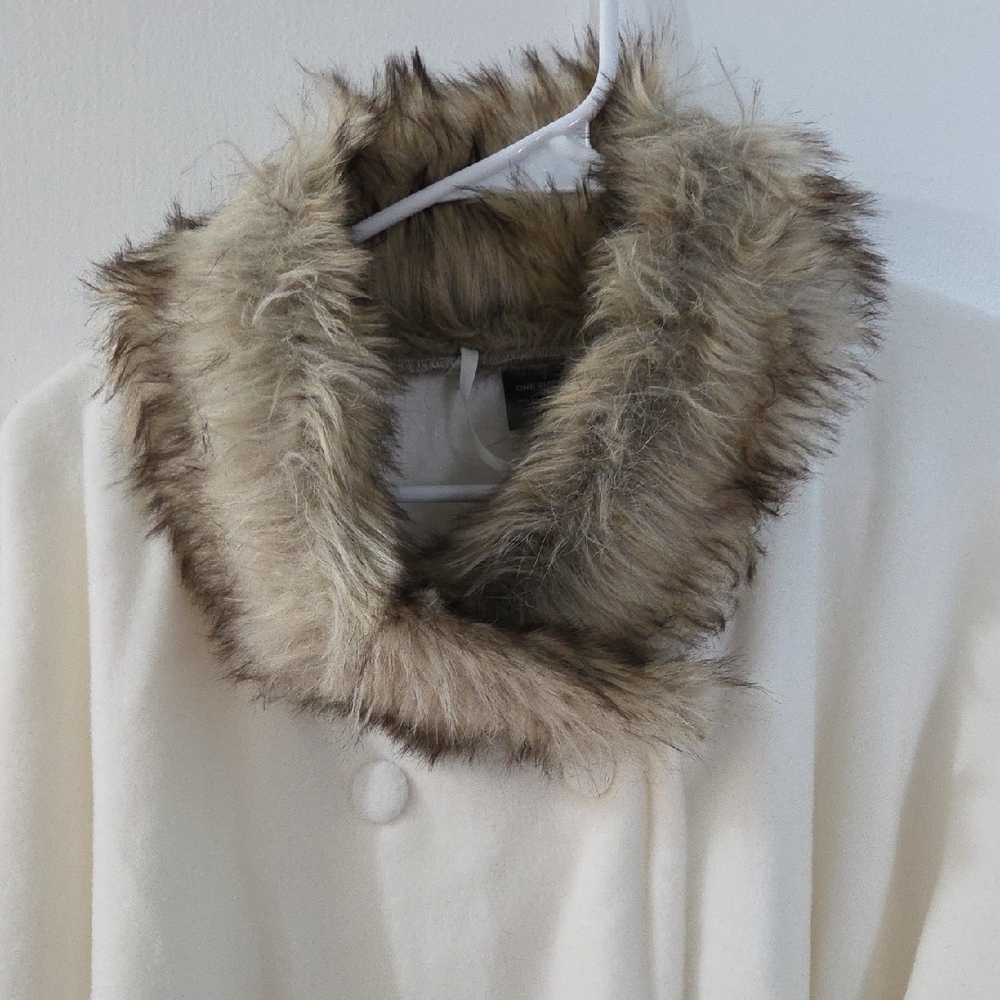 Mixit Ivory Sweater with Faux Fur Collar